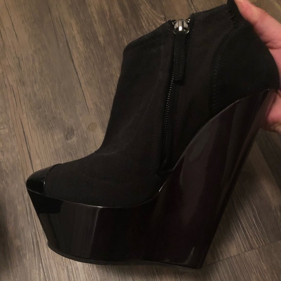 Black Giuseppe Zanotti High Platform Wedge Booties - Picture 3 of 3